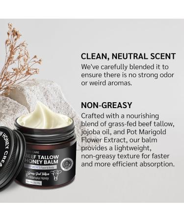 Uttse Beef Tallow Honey Balm for Skin:100% Grass-Fed Beef Tallow Moisturizer For Face and Body - Tallow Balm With Olive Oil Manuka Honey For Sensitive Dry Skin Repair 2 oz - Buy Online on GoSupps.com