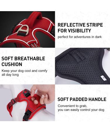 Docio Reflective Dog Harness for Large Dogs | Breathable & Soft Safety Vest | Anti-Train Design | Perfect for Medium to Large Breeds - Red - Buy Online on GoSupps.com