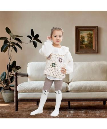 Silkglory 3PCS Baby Toddler Tights with Glitter Print | Seamless Cotton Pantyhose for Girls 3-5 Years | Cute Pattern Decoration | Grey/Black/White - Buy Online on GoSupps.com