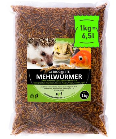 UGF - Premium mealworms dried 1 kg insects snacks for birds hamsters hedgehogs rodents lizards turtles - without preservatives and dye mealworms 1 kg (1 Pack) - Buy Online on GoSupps.com
