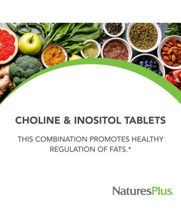 NaturesPlus Choline & Inositol 500mg - 60 Vegetarian Tablets for Nervous System & Liver Support - Gluten-Free - Buy Online on GoSupps.com