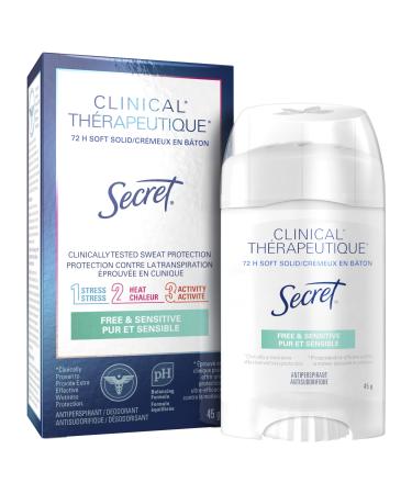 Secret Clinical Strength Soft Solid Antiperspirant and Deodorant Free & Sensitive 45 g Deodorant - Sensitive 45 g (Pack of 1)