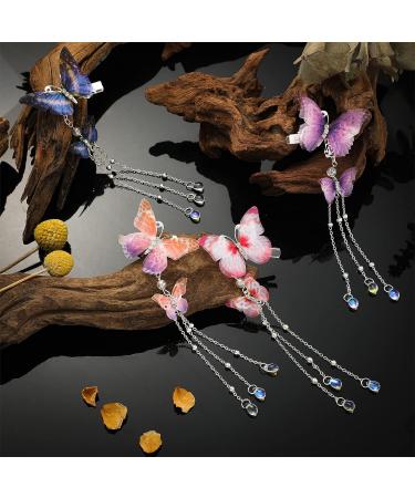 Bright Color Butterfly Hair Clips - 8 Pcs Tassel Organza Hair Pins for Women & Girls | Wedding Hair Accessories - Buy Online on GoSupps.com
