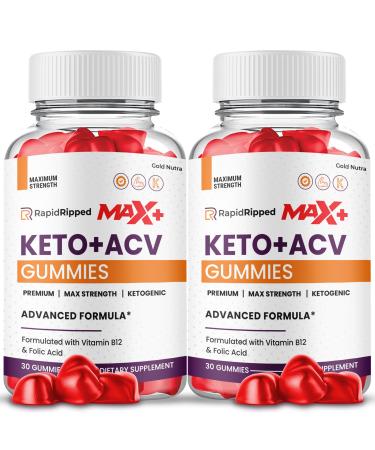 Gold Nutra (2 Pack) Rapid Ripped Max+ ACV Gummies Higher Potency Official RapidRipped Max+ Gummies 2X Stronger Apple Cider Vinegar Gummy 2 Month Supply