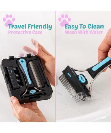 Paw Place 2-in-1 Dog Deshedding Brush for Shedding and Grooming - Blue & Black - Buy Online on GoSupps.com