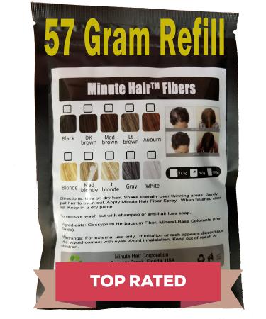Hair Building Fibers Black 57 Grams (2 oz) Minute Hair Refill Hair Loss Concealer. Minute Hair Fibers are compatible with all hair fiber applicator bottles (Black)