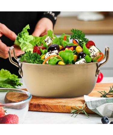 Metal Bowls - Snacks Bowl with Double Ear | Noodle Bowl with Handle | Stainless Steel Soup Bowls for Camping | Korean Golden Snack Bowl | Household Serving Bowl for Rice Desserts | Cooking Bowl Gold 14CM - Buy Online on GoSupps.com