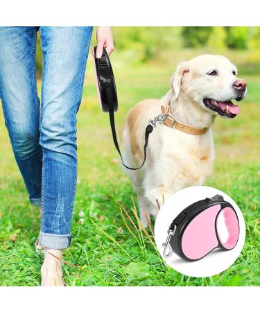 Retractable Dog Lead 5M Long Extendable with Non-Slip Handle & Adjustable Dog Lead One-Hand Brake Pause Lock 360 Universal Anti-winding with Bonus Training Clicker for Small Medium Dogs (Pink) - Buy Online on GoSupps.com