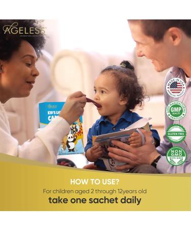 Ageless Kids Liquid Calcium Supplement, to Growing Bones, Vitamin D, Zinc, and Magnesium, with Sea Bass Extract - High Absorption, Immune Support, Gluten-Free - 25 ml (15 Count) - Buy Online on GoSupps.com