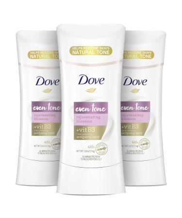 Dove Antiperspirant Deodorant for Uneven Skin Even Tone Rejuvenating Blossom Sweat Block for All-Day Fresh Feeling, 2.6 Oz, Pack of 3