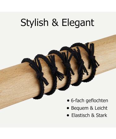 Black Braided Hair Ties - 5 Piece Set for Ultimate Hold | Classic Black Rubber Bands for Women Girls & Men - Durable & Stylish - Buy Online on GoSupps.com