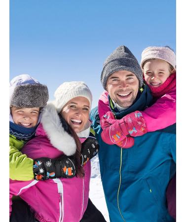 Geyoga 2 Pairs Kids Waterproof Ski Mittens - Rose Red & Black - Ages 3-7 - Buy Online on GoSupps.com