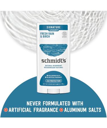 Schmidt's Aluminum Free Natural Deodorant for Women and Men & 100% Natural Origin Ingredient Deodorant Stick Fresh Rain & Birch 2 Count for 24-Hour Odor Protection 2.65 oz - Buy Online on GoSupps.com