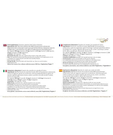 Vita World Pack of 3 Cinnamon 500mg plus 3 x 100 Capsules Made in Germany - Buy Online on GoSupps.com