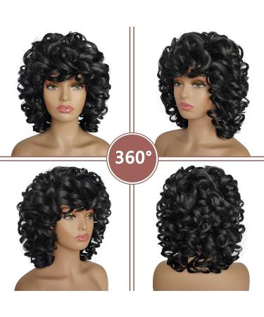 KEAT Short Curly Kinky Wig with Bangs for Black Women - Black Big Afro Wigs for African American - Natural Synthetic Soft Wigs for Daily Party (K001BK) - Buy Online on GoSupps.com