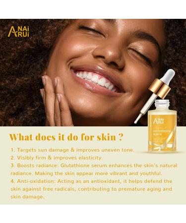 ANAiRUi Glutathione Serum with Vitamin C and Niacinamide Glutathione Skin Brightening Face Serum for Skin Hydration Dark Spots Even Skin Tone 30 ml - Buy Online on GoSupps.com