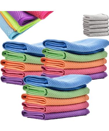 Probablei Streak-Free Miracle Cleaning Cloths - Reusable Probablei Miracle Cleaning Cloth Fish-Scale Streak Free Glass Cleaning Cloth for Glass Dishes Mirrors (15pcs)