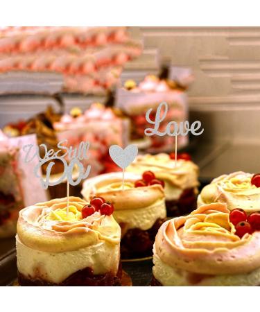 Arthsdite 24Pcs We Still Do Cupcake Toppers Glitter Love Heart Marriage Anniversary Cupcake Picks Bridal Shower Wedding Engagement Birthday Cake Decorations Supplies - Silver Glitter Silver Cupcake Toppers - Buy Online on GoSupps.com