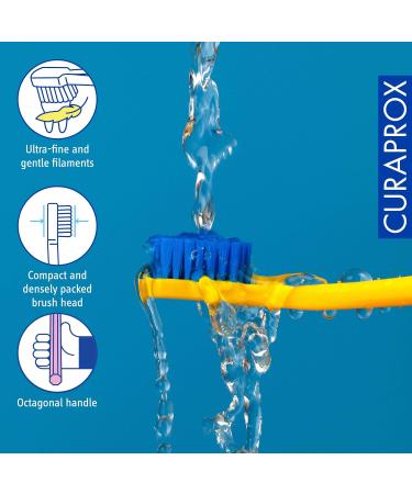 Curaprox Toothbrush CS 5460 Ultra Soft - Eco-Friendly Manual Toothbrush for Adults with 5460 CUREN Bristles - Yellow-Blue - Buy Online on GoSupps.com