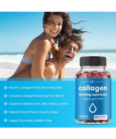 NutraChamps Collagen Boosting Gummies, Collagen Booster Gummy for Natural Collagen Production, Vegan Pectin Supplements Chews for Women & Men, 60 Peach Vitamins Gummies 60 Count (Pack of 1) - Buy Online on GoSupps.com