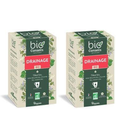 BioConseils - Infusion Bio Drainage Infusion Boissons Vertes - 20 sachets (Lot de 2) Pack of 2