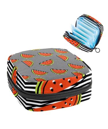 Lemon Stripe Sanitary Napkin Storage Bag Feminine Menstrual Cup Pouches Nursing Pad Holder Tampon Bags Portable Period Bag for Women Teen Girls 1Pcs Multi-colored 2