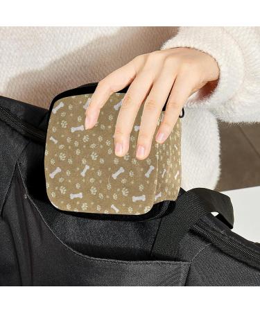 GIAPB Period Bag - Sanitary Napkin Storage & Makeup Pouch - Brown Dog Paw Print Design - Buy Online on GoSupps.com