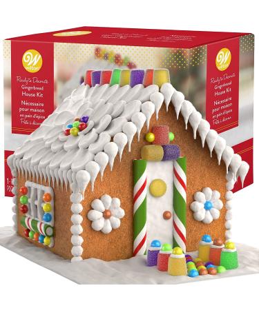 Gingerbread House Kit, Pre-Baked & Pre-Assembled BIG Traditional gingerbread house kit Christmas Fun activity, Everything Included: Cookies, Colorful Candies, Icing, Bag/Tip + SEWANTA Candy Cups 1