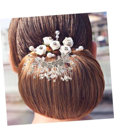 Housoutil Bridal Hair Comb Hair Comb Flower Decor Pearl Headpiece Leaf Decor Rhinestone Trim Rhinestone Decor Hairbrushes for Woman Bridal Comb Tiara Bride Headdress Fine Alloy Pin - Buy Online on GoSupps.com