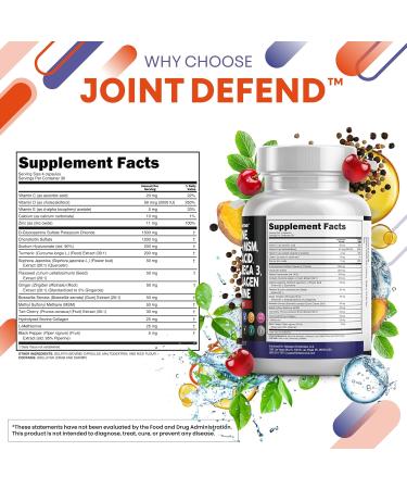 Clean Nutraceuticals Glucosamine Chondroitin MSM 1500mg with Turmeric Curcumin Collagen Hyaluronic Acid Omega 3 Joint Health Supplement for Men & Women Joint Complex 120 Count - Buy Online on GoSupps.com