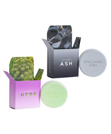 Exfoliating Bars of Soap From Natural Ingredients  Assorted Scents - Icelandic Volcanic Ash and Angelica Herb  Set of 2  4.3 Ounce Each