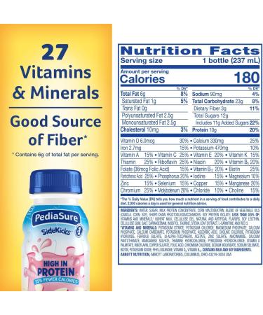 PediaSure SideKicks Kids Protein Shake, Strawberry - 6 Pack, 8 fl oz Each - Key Nutrients for Growth & Nutrient Gaps - Buy Online on GoSupps.com