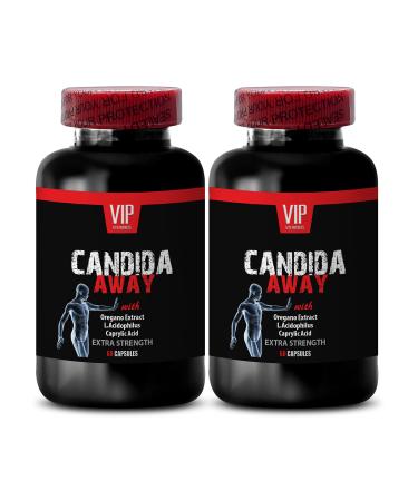 Organic Reishi Mushroom Powder - CANDIDA AWAY - Digestive Cleanse (2 bottles 120 capsules) - Anti Overgrowth Supplement - Oregano Leaf Extract - candida away extra strength - candida cleanse - candida