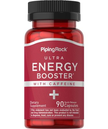 Piping Rock Ultra Energy Booster | 90 Capsules | with Caffeine | Quick Release Pills | Non-GMO Gluten Free Supplement