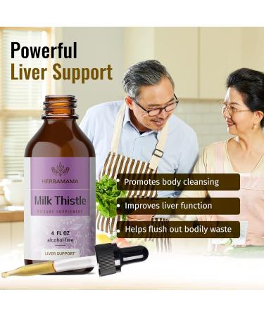 HERBAMAMA Organic Milk Thistle Seed Liquid Drops - Liver Detox Supplement - Alcohol-Free - 4 fl oz - Buy Online on GoSupps.com