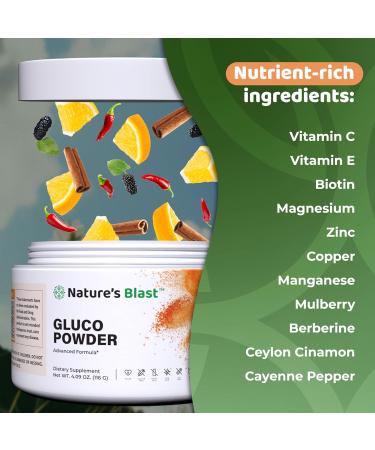 NATURES BLAST Gluco-Powder with White Mulberry Extract & Ceylon Cinnamon - Organic Metabolic Wellness Blend for Energy & Vitality 1 Bottle - Buy Online on GoSupps.com