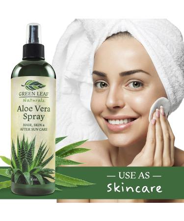 Organic Aloe Vera Spray for Hair, Skin & After Sun Care - 8 oz | Cold Pressed, 99.8% Pure | Green Leaf Naturals - Buy Online on GoSupps.com