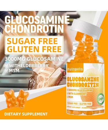 Nutravita Glucosamine Chondroitin Gummies with MSM & Elderberry Extra Strength - Joint Support Antioxidant Immune Support Supplement for Adults Men & Women.60 Orange Chews - Buy Online on GoSupps.com