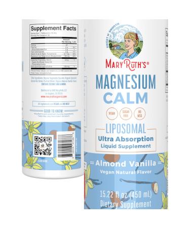 MaryRuth Organics Calm Magnesium Bisglycinate Liquid Supplement for Adults 1 Month Supply No Sugar Added Bone Nerve Gut Health Vegan Non-GMO Gluten Free 15.22 Fl Oz