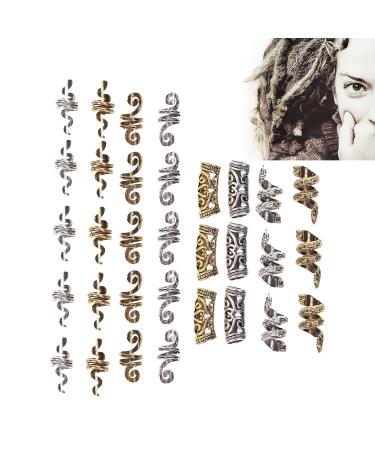 32 Pieces Viking Hair Pearls - Gold & Silver Hair Cuffs for Braid & Dreadlock Accessories | Perfect for Men Women Parties & Festivals - Buy Online on GoSupps.com