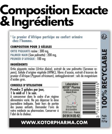 KOTOR PROSTATE | Urinary Disorders BPH Frequent Urge to Urinate | Natural & French Complex | Stinging Nettle + Dwarf Palm + African Plum | 60 Capsules | 1 Month - Buy Online on GoSupps.com