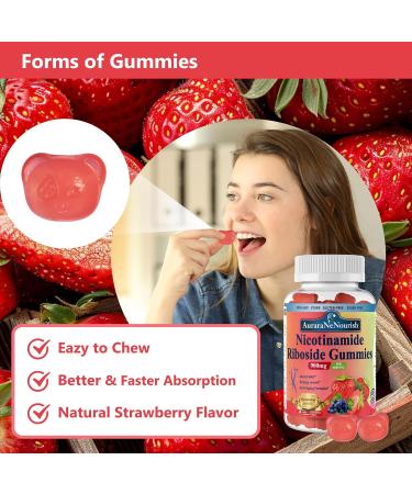 NAD Supplement Gummies Sugar-Free, NAD Nicotinamide Riboside Resveratrol 900mg w. Quercetin, Collagen Biotin & Vitamin, High Potency NAD Resveratrol Supplements for Anti Aging, Energy, Focus Strawberry 60 Count (Pack of 1) - Buy Online on GoSupps.com