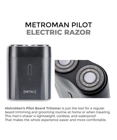MetroMan Pilot Beard Trimmer | Cordless Waterproof Electric Razor for Men | Flexible Head Wet & Dry Rotary Shaver | Travel-Friendly & USB Rechargeable - Buy Online on GoSupps.com