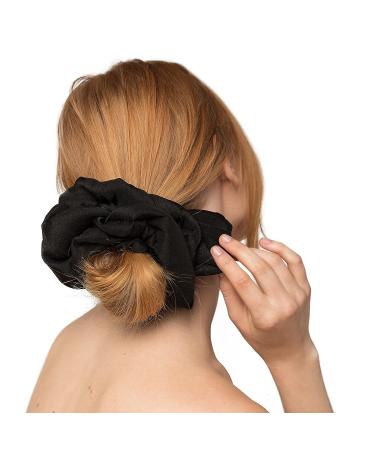 Kitsch Chiffon Dinner Hair Scrunchie - Elastic Hair Ties for Thick Hair | No Damage Hair Elastics | Holiday Gift Ponytail Holder - Black - Buy Online on GoSupps.com