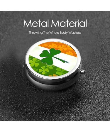Clover British Flag Portable Metal Pill Box | Round Mini 3-Compartment | Travel Essential for Small Pills | Hinged Design - Black - Buy Online on GoSupps.com