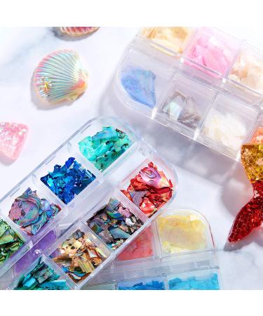 36 Boxes Seashell Nail Glitter Sequins - Multicolored 3D Laser Flakes for Nail Art Design - Buy Online on GoSupps.com