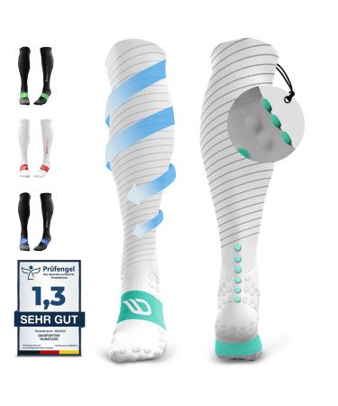 Diasports runstars compression socks for sports running marathon and triathlon |Runstars Premium compression socks with even compression and reinforced heel for women and men green/white M - Buy Online on GoSupps.com