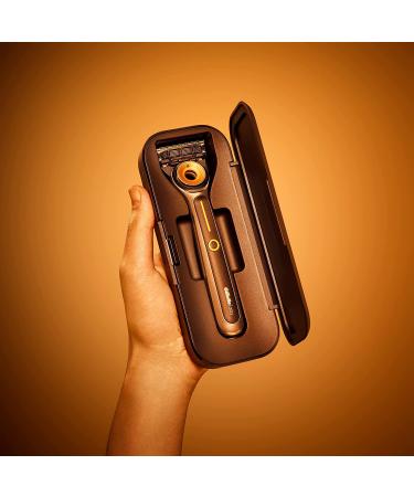 Gillette Heated Razor Deluxe Travel Shave Kit - 1 Handle, 2 Blade Refills, Charging Dock, Travel Case - Buy Online on GoSupps.com