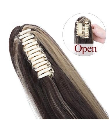 Ponytail Extension & Braid Clip-In | Heat-Resistant Micro-Wavy Hair - 22 (55cm) Dark Brown & Ash Blonde - Buy Online on GoSupps.com