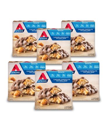 Atkins Snack Bar, Caramel Chocolate Nut Roll, Keto Friendly, 5 Count (Pack of 6) Caramel Chocolate Nut Roll 5 Count (Pack of 6)